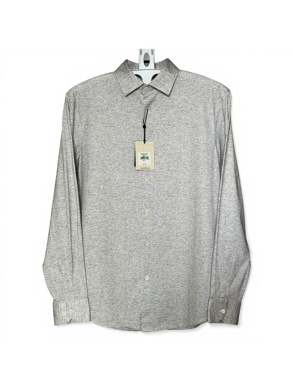 BUGATCHI NWT OoohCotton Tech 8-Way Stretch Shirt Zinc Grey L